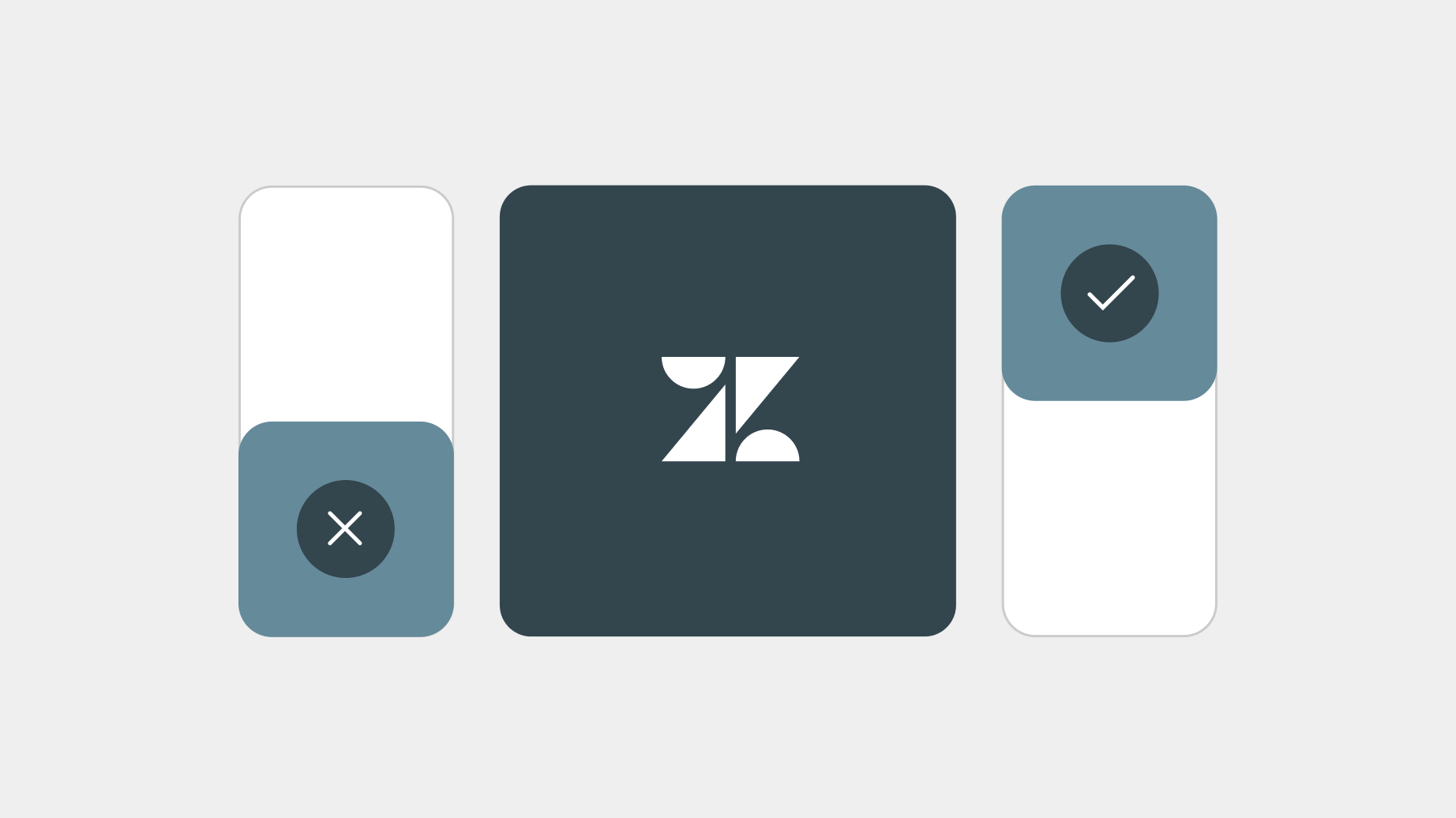 The Zendesk logo with two sliders, one up with a checkmark and one down with an X, representing Zendesk pros and cons