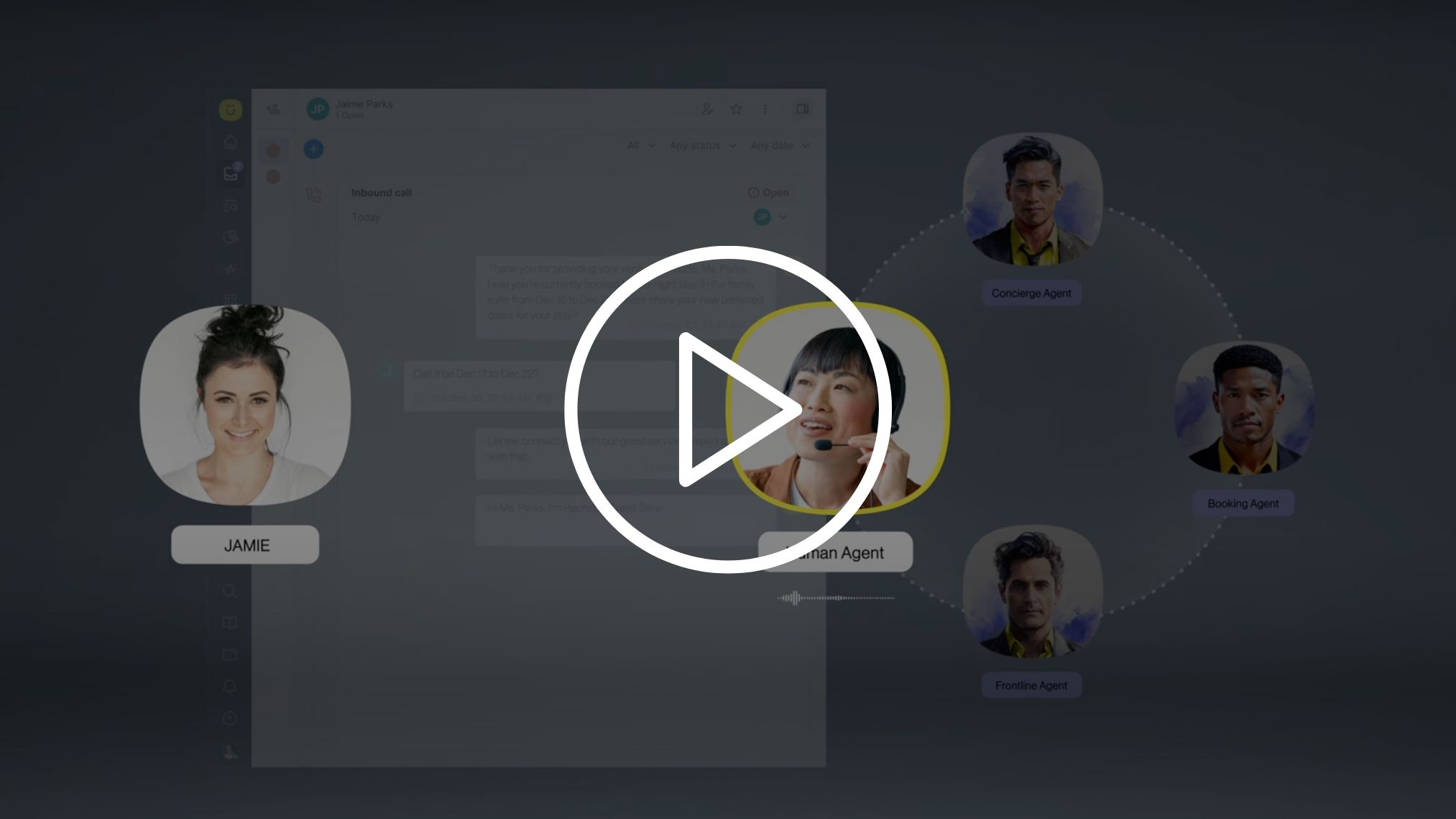 Paused play button image of an AI Agents voice demo