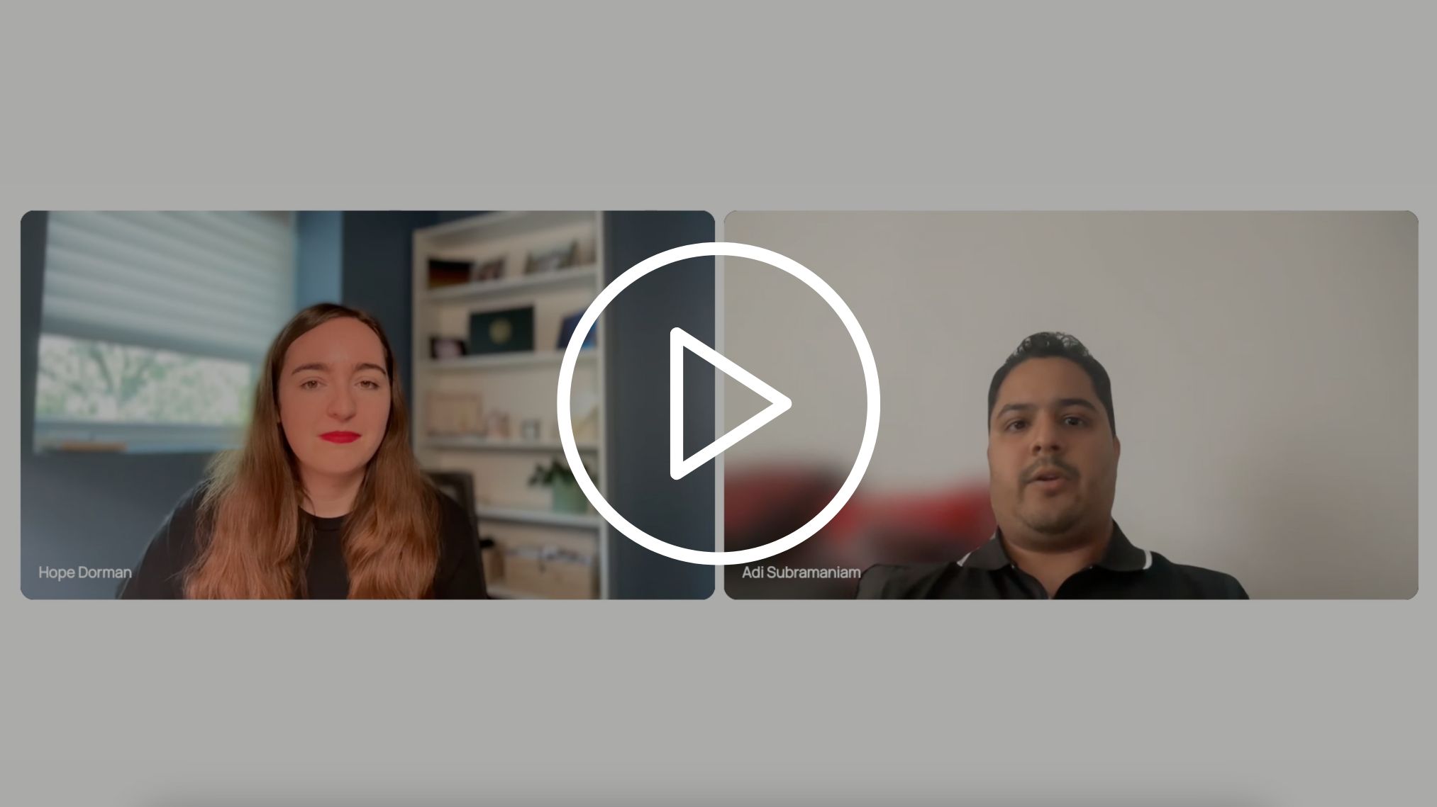 Image of a video recording of Hope Dorman and Adi Subramaniam paused 