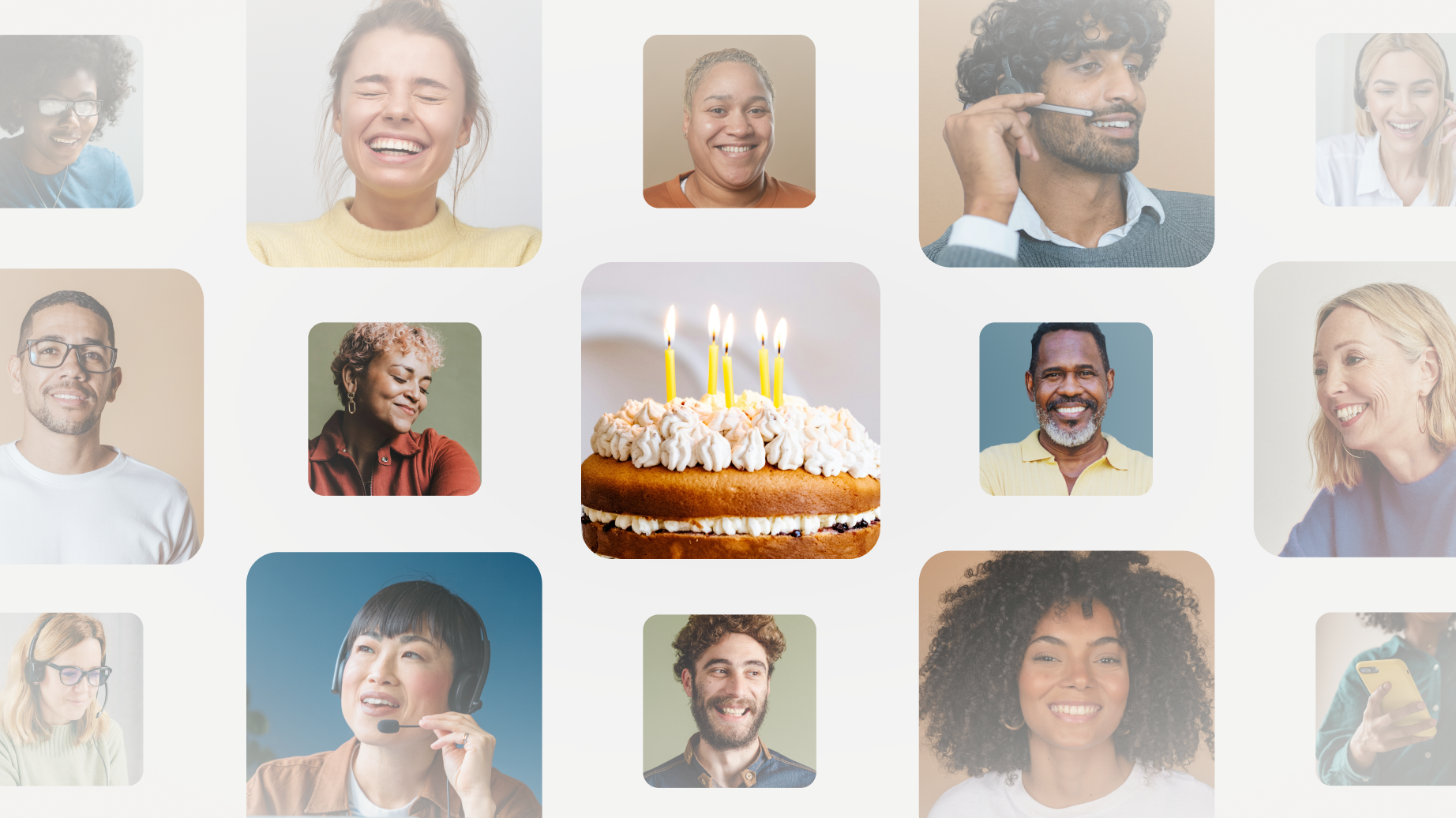 Images of people around a birthday cake